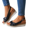 thumbnail image 1 of Cameland Sandales à Talon Grand Nœud Talon Compensé Décontractées Sandales à Bout Ouvert Chaussures pour Femmes, 1 of 6