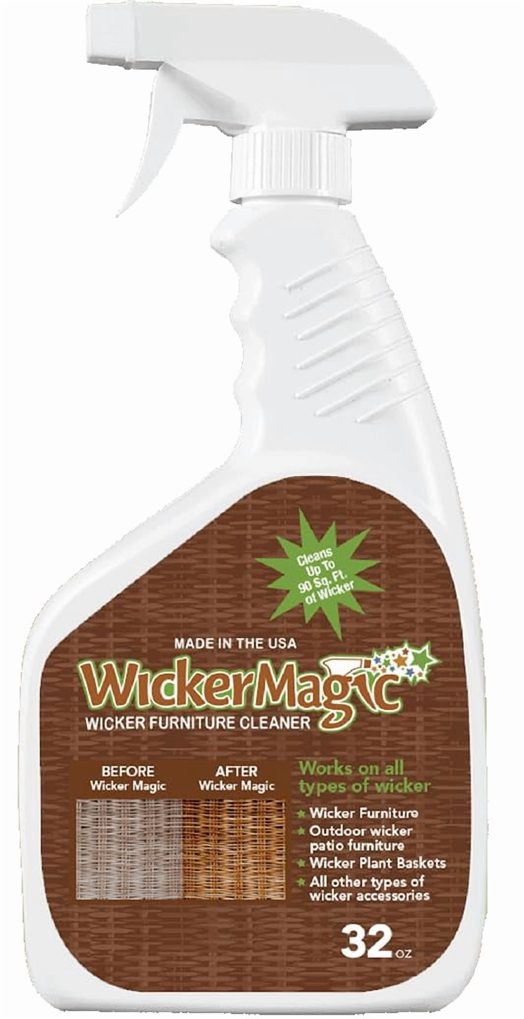 SCREEN MAGIC Wicker Magic Cleaner - Streak Free Non-Toxic Wicker Cleaner Spray - 32 Fl Oz
