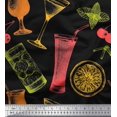 thumbnail image 1 of Soimoi Black Velvet Fabric Lemon Slice & Soft Drinks Summer Designs Fabric Prints By Yard 58 Inch Wide, 1 of 3
