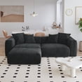 thumbnail image 1 of The Magic Home Canapé de Coin Convertible Modulable 2 Places en Velours Côtelé Noir,, 1 of 10