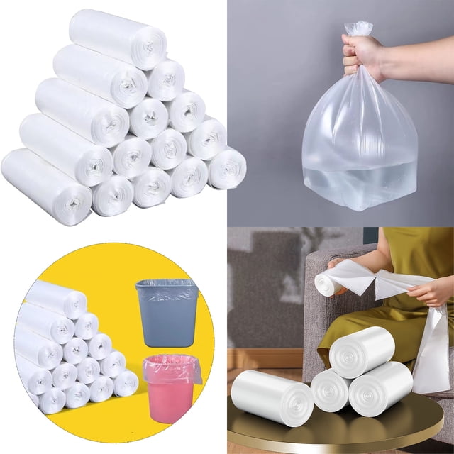Oleegame 1PC Disposable Garbage Bag Thickened Flat Mouth With Rolled Garbage Bag Garbage Bag White