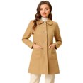 thumbnail image 1 of INSPIRE CHIC Manteau d'Hiver Mi-Long pour Femme à Col Rabattu, Boutonnage Simple, Kaki, m, 1 of 6