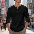 thumbnail image 3 of fatyb Casual Shirts for Men Long Sleeve Tshirts Button Pullover Solid Color Mens Lightweight Tee Tops, 3 of 7