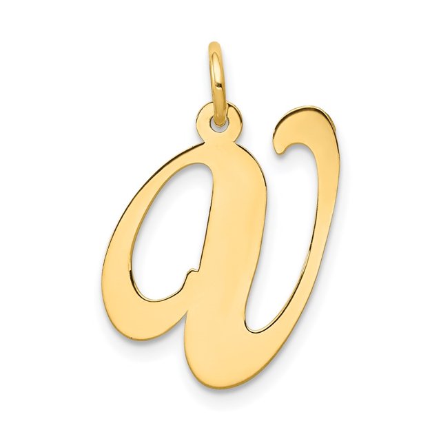 Diamond2Deal 14K Yellow Gold Large Script Letter V Initial Pendant for Women