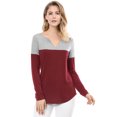 thumbnail image 3 of Unique Bargains T-Shirt Décontracté à Manches Longues et Col en V Fendu pour Femmes, 3 of 4
