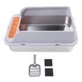 thumbnail image 2 of Large Metal Litter Box, Stainless Steel High Sided Kitty Litter Tray Non Stick Metal Kitty Litter Box for Kitten Medium Cats, 2 of 7