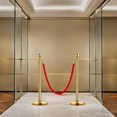 thumbnail image 2 of Gold Stainless Steel Stanchion Set with 5ft Red Velvet Rope, Heavy Duty Crowd Control Barrier Posts for Queue Management, Theaters, Weddings and Red Carpet Events, 2-Pack, 2 of 6