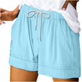 thumbnail image 1 of Women Comfy Drawstring Casual Elastic Waist Solid Color Shorts Summer Beach Lightweight Lounge Short Pants with Pockets, 1 of 5