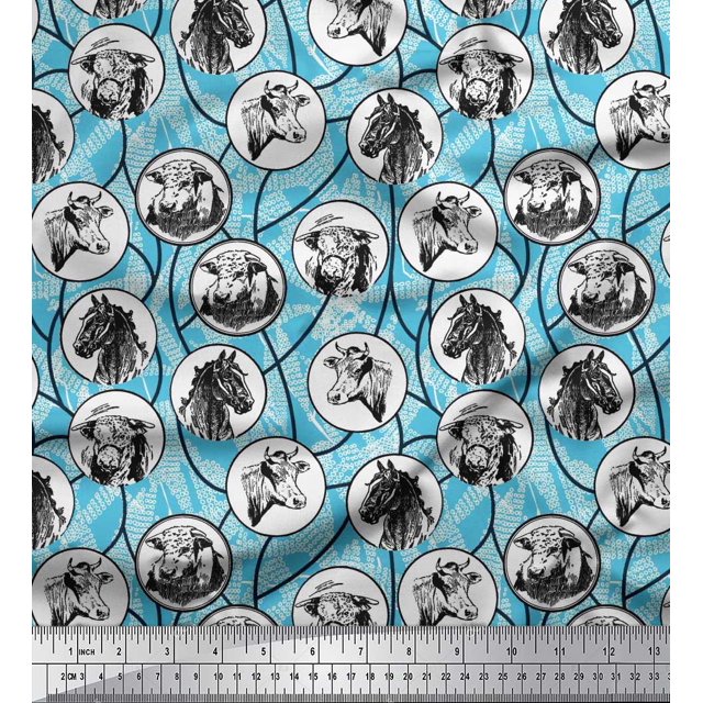 Soimoi Moss Georgette Fabric Rocket,Planet & Astronaut Animal Print Sewing Fabric Yard 42 Inch Wide