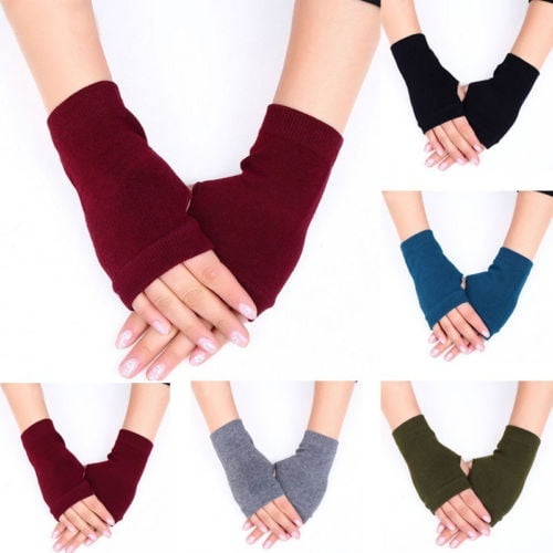 Women Protection Arm Warmer Long Fingerless Stretchy Gloves Sleeves Mittens