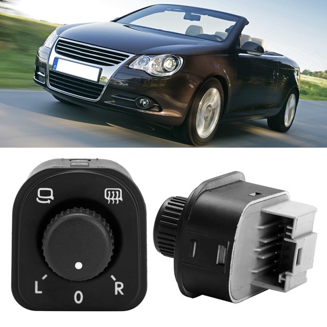 Bouton de Commande de Miroir avec Fonction de Chauffage Adapté pour MK5 MK6 2006-2013, Remplace 1K0959565J Bouton de Réglage Interrupteur de Commande de Miroir