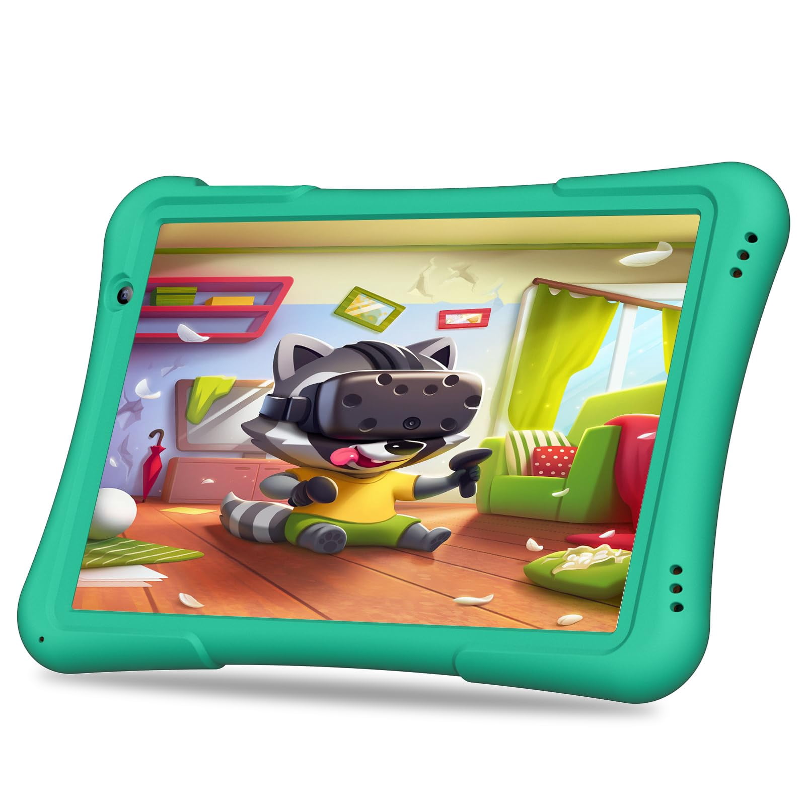 PRITOM 10 inch Kids Tablet Android 12 Tabletas 32GB, Quad-Core, 6000mAh, Large HD IPS Display, WiFi 6, Dual Camera, Bluetooth, Toddler Tablet for Kids Age 3+, Green