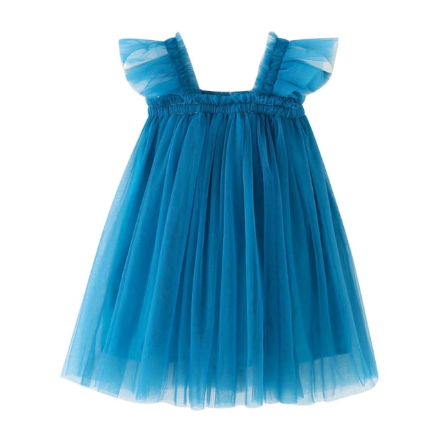 Yuyuzo Robe Superposée pour Bébés Filles Tulle Robes d'Anniversaire Tout-Petits à Volants Manches Courtes Robes de Princesse