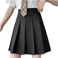 thumbnail image 1 of Jupe Plissée pour Femme Taille Haute Jupe Patineuse de Tennis Extensible Ligne A Uniforme Scolaire Mini Jupe Courte pour Femmes, 1 of 7