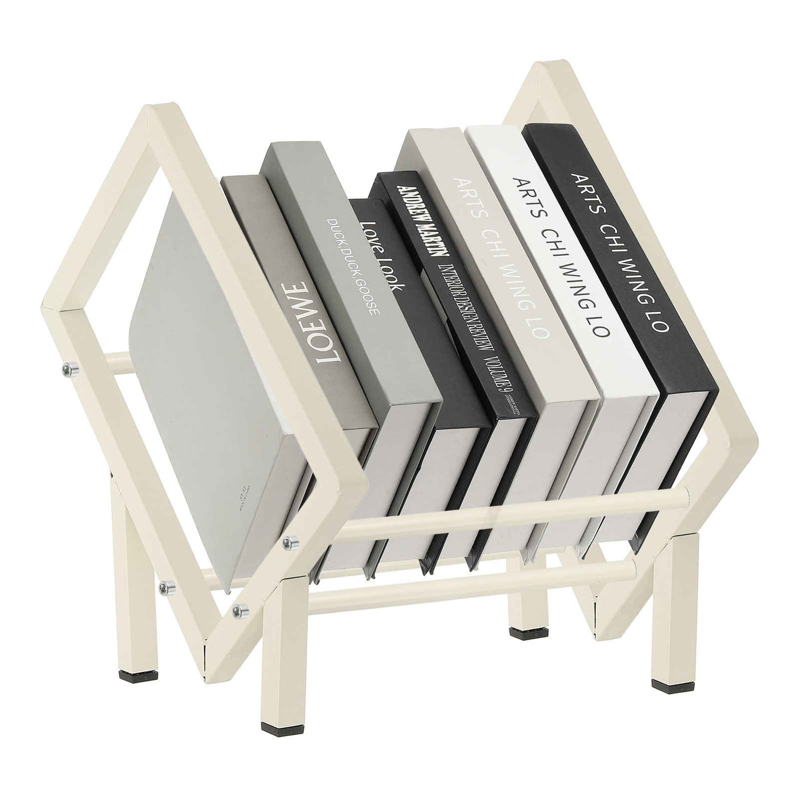 Uxcell 11.8" Metal Desk Bookshelf, Tabletop Bookcase Small Book Storage Organizer Rack Desktop Shelf for Living Room Home Office Storage Decor Recording Books Magazine CDs, White