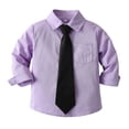thumbnail image 2 of Hiiyo Boys Long Sleeve Dress Shirt School Uniform Solid Color Button Down Shirt, Sizes 6M-9Y, 2 of 4