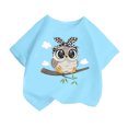 thumbnail image 1 of Chemises Filles Imprimé Mignon Col Rond Manches Courtes Tee Été Mode Ample Vêtements Bébé Filles Bleu 8-10 Ans, 1 of 4