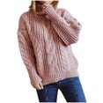 thumbnail image 1 of IROINID Pull à Col Roulé pour Femmes Couleur Unie Ample Mi-Longueur Manches Longues Blouse Pull Tricoté, 1 of 5