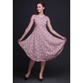 thumbnail image 4 of Bimba Robe Midi Évasée d'Été Décontractée Sans Manches à Imprimé Floral pour Femmes, Feuilles Violettes et Canard Colvert Oiseau - Xxx-Grand, 4 of 6