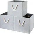 thumbnail image 1 of Bacs Cubes de Rangement Pliables en Tissu avec Poignée en Corde de Coton, Ensemble de 3 Paniers Boîtes Pliables et Résistants pour la Maison, le Bureau et les Soins Infirmiers, 1 of 7