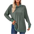 thumbnail image 1 of Timegard Tops for Women High Neck Long Sleeve Side Split Color Block Tshirts Fall Casual Loose Tops, 1 of 4