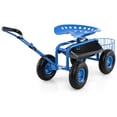 thumbnail image 1 of Costway Chariot de Jardin Chariot de Patio Siège de Travail à Roulettes avec Plateau Panier Poignée Extensible Bleu, 1 of 10