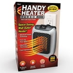 As Seen On TV Handy Heater Turbo 800 Sortie murale électrique rechargeable Space Heater avec Thermostat réglable, Chauffage en céramique tranquille, 800W