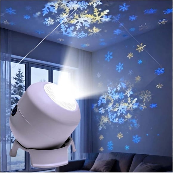 Projecteur à DEL Rotatif, Projecteur de Noël pour Chambre, Projecteur à DEL Rechargeable par Usb, Flocon de Neige, Motifs Dynamiques Océaniques, Luminosité Réglable Éclairage d'Ambiance pour Chambre, Salle de Bain