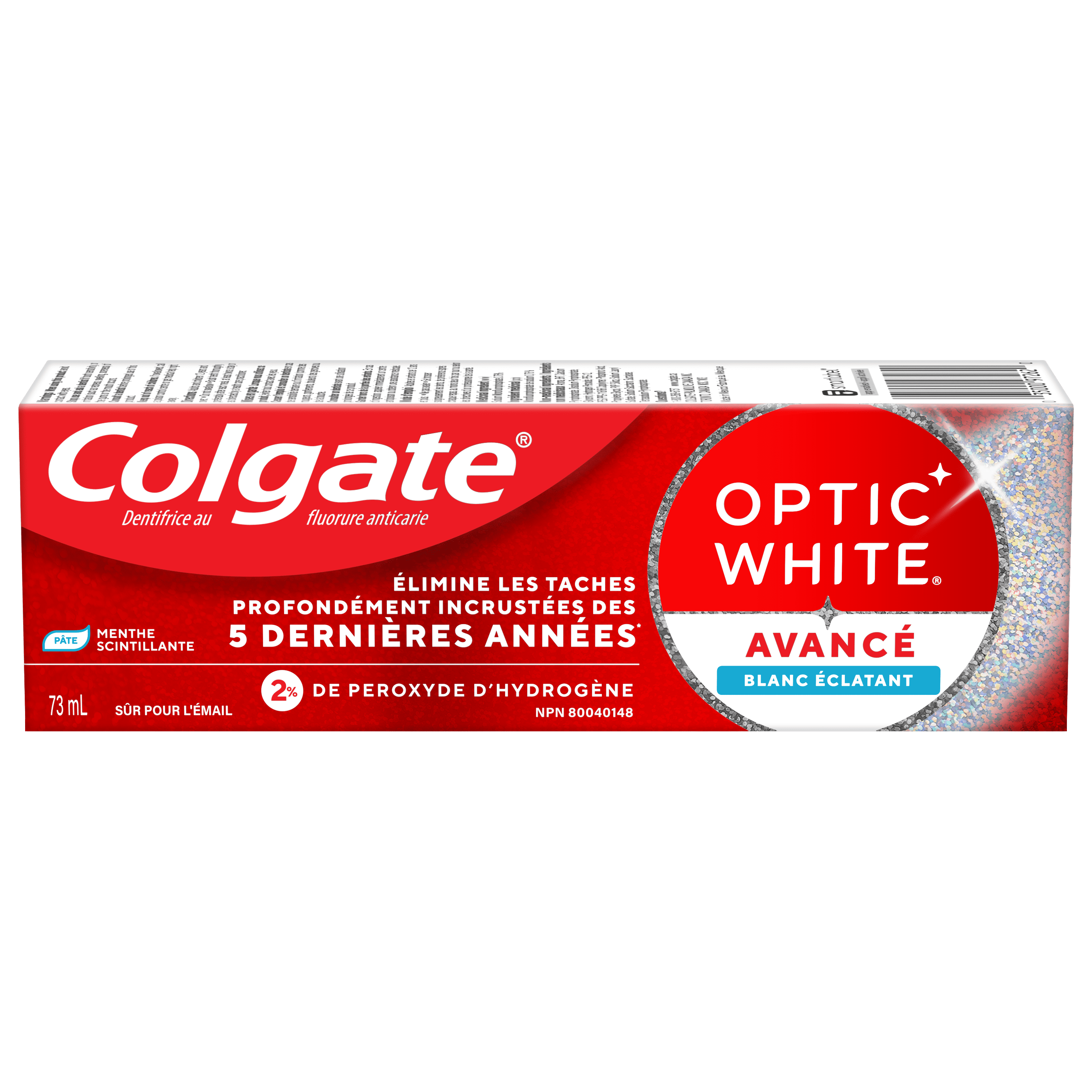 Colgate Optic White Avancé Blanc Éclatant Dentifrice au Fluorure, Menthe, 73 ml