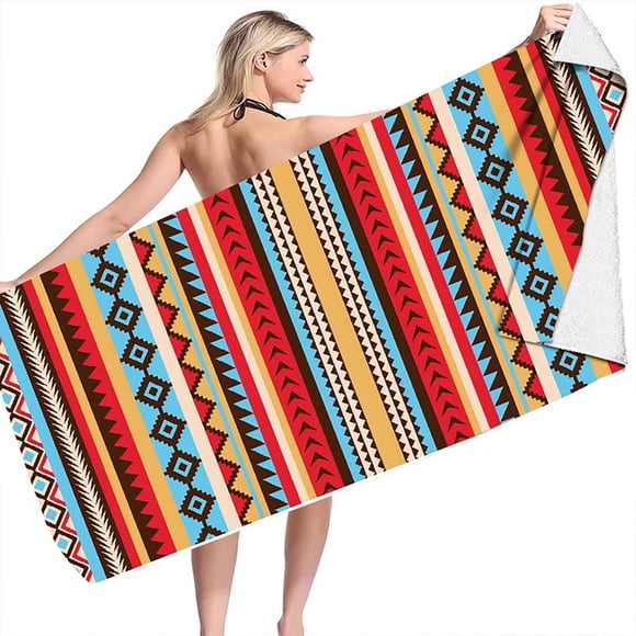 TopLLC Beach Towel Microfiber Beach Blanket Stripe Series Microfiber Double-sided Velvet Beach Towel Swimming Towel Versatile Beach Towel