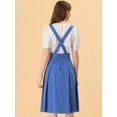 thumbnail image 4 of Unique Bargains Jupe Midi Plissée à Bretelles Rétro à Taille Élastique pour Femme Bleu G, 4 of 5