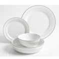 thumbnail image 1 of Meritage Classy 16 Peice Dinnerware Set, Double Bowl and Platinum Bands, 1 of 3