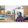 thumbnail image 2 of Ahgly Company Tapis de Zone Rond Transitionnel Violet pour Intérieur Lavable à la Machine, 4 Pieds Rond, 2 of 7