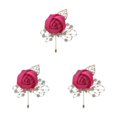 thumbnail image 3 of relayinert Broche Moderne Minimaliste Unique et à la Mode Pièce de Déclaration Épingles de Luxe pour Mariages Rose Rouge 3Set, 3 of 6