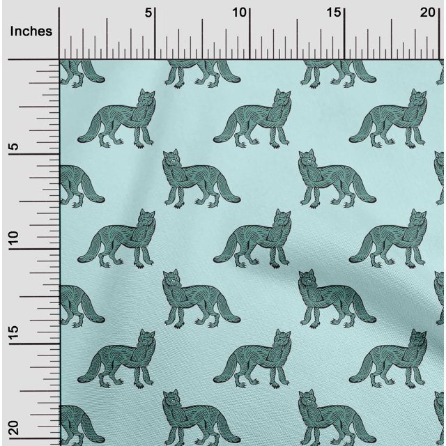 oneOone Viscose Jersey Fabric Fox Block Print Fabric By The Yard 60 Inch Wide