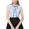 thumbnail image 2 of INSPIRE CHIC Women's Tie Neck Cap Sleeve Button Down Ruffle Summer Shirt, 2 of 4