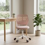 Homy Casa chaise de bureau pour enfants rose, chaise d'étude à roulettes réglable avec siège coussiné et dossier ventilé