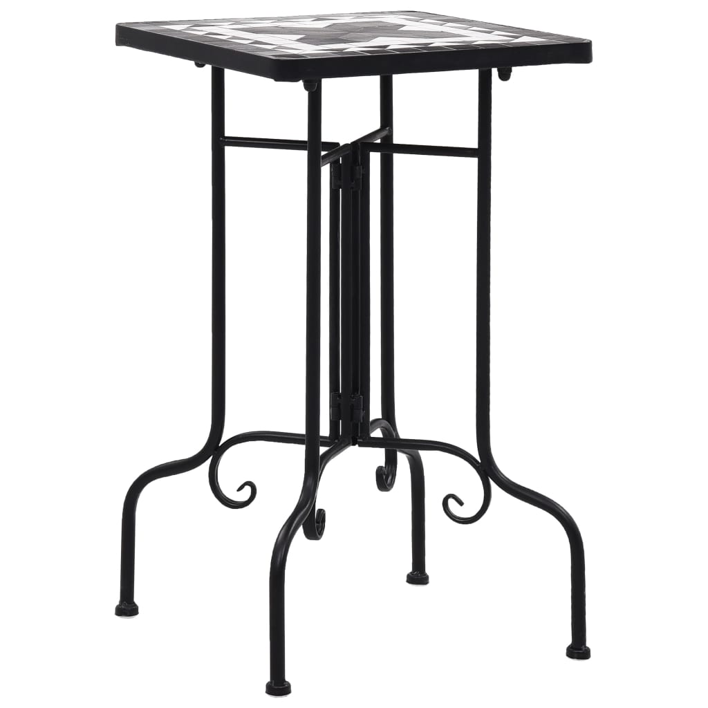 vidaXL Table d'Appoint Mosaïque Céramique Noir et Blanc
