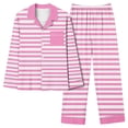 thumbnail image 1 of Jamicy Pyjama pour Femmes, Tenue de Nuit Décontractée, Mode, à Rayures Imprimées, Manches Longues, Haut Décontracté à Boutons avec Pantalon Long, Ensemble de Pyjama pour Femmes, 1 of 4