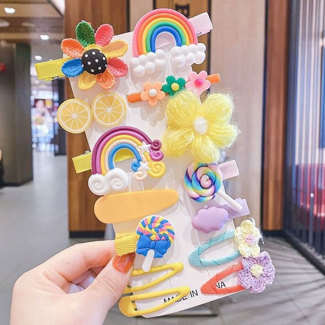14 PCS Baby Girls Hair Clips, Colourful & Cute Hair Accessories | Multicolour