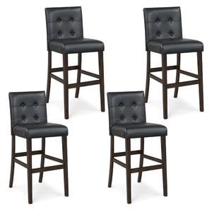 Gymax Ensemble de 4 Tabourets à barres 25inch Counter Height Barstool Pub Chaise en caoutchouc bois noir