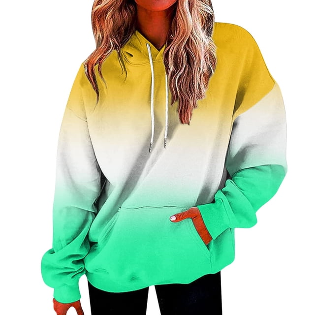 Timegard Chandails Molletonnés pour Femmes Grande Taille, Chandails à Capuchon à Fermeture Éclair, Chandail à Enfiler, Couleur Dégradée, Automne, Décontracté, Coupe Ample