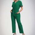 thumbnail image 2 of Grrvtrz Womens Scrubs Set Casual Workwear Drawstring Threaded Pant Legs 2PC, V Neck Stretch Scrub Top & Straight Leg Pants, 2 of 6