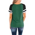 thumbnail image 2 of Nouveau T-Shirt Col Rond pour Femmes Manches Courtes Blouse Décontractée à Blocs de Couleur, 2 of 2