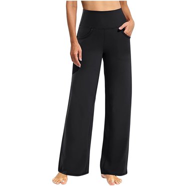 Timegard Womens Wide Leg Yoga Pants High Waist Solid Color Comfy Trousers Casual Loose Workout Pants