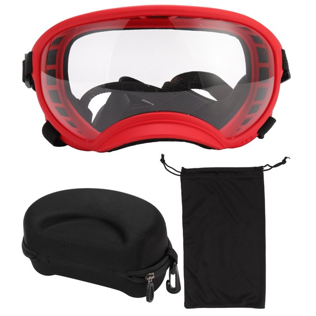 Large Dog Goggles, Sturdy Buckle Durable PC Dog Goggles Windproof Ultraviolet Proof For Outdoor Black Frame And Gray Goggles,Red Frame And Red Goggles,Red Frame And Transparent