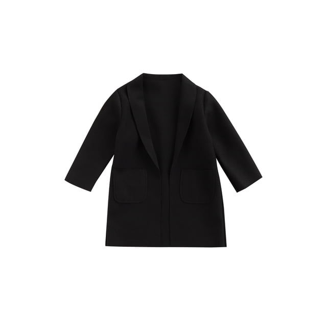 1-7Y Baby Girls Coat For Fall Spring Long Sleeve Open Front Lapel Cardigan With Pockets Kids Outwear