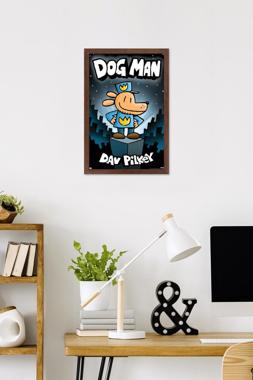 Dog Man - Book Cover (2016) Wall Poster, 14.725" x 22.375" Framed