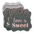 thumbnail image 3 of Inkdotpot Real Rose Gold Foil Bracket Shape Paper Hang Tags Love Is Sweet Wedding Favor Tags Pack Of 100, 3 of 6
