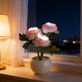 thumbnail image 1 of weibbin Ceramic Flower Pot LED Night Light USB Desk Lamp for Bedroom Home Decor, 9.45x3.54 Inches, Pink, 1 of 6